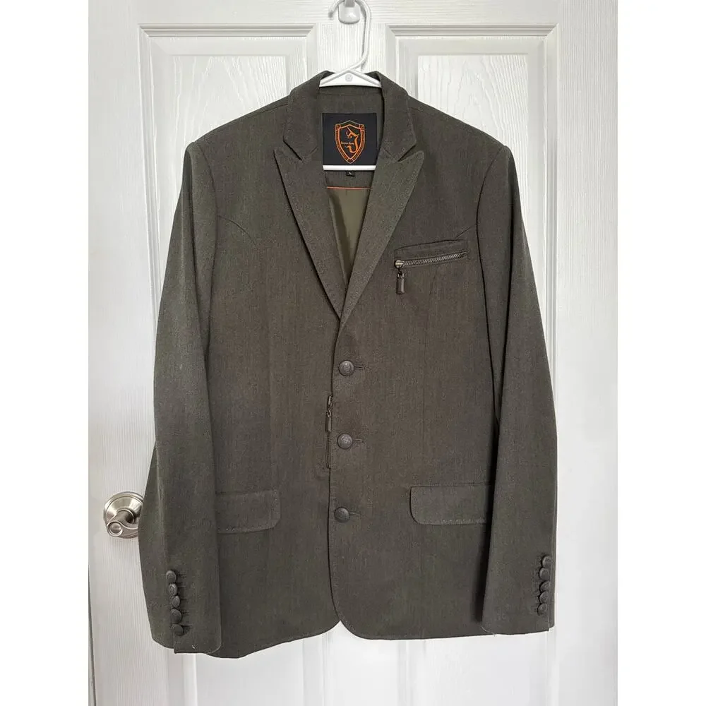 Jaeyoon Jeong Green Herringbourne Blazer Exposed Stitching & Zippers medium